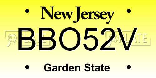 BBO52V New Jersey License Plate