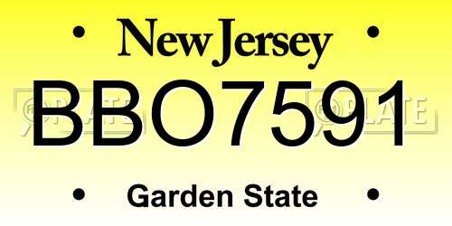 BBO7591 New Jersey License Plate