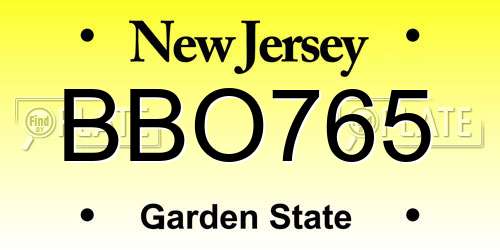 BBO765 New Jersey License Plate