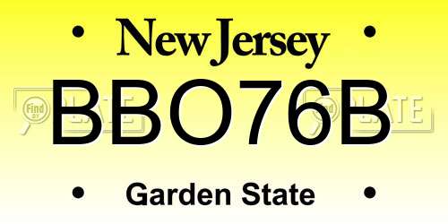 BBO76B New Jersey License Plate
