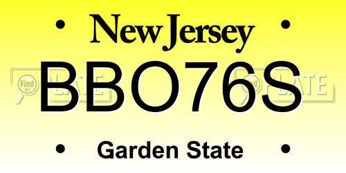 BBO76S New Jersey License Plate