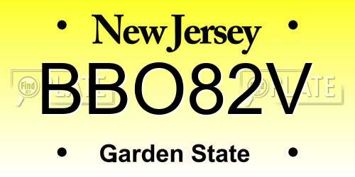 BBO82V New Jersey License Plate