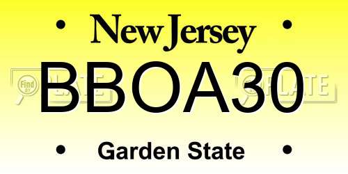 BBOA30 New Jersey License Plate