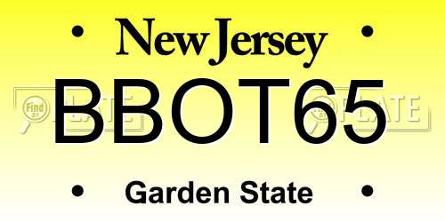 BBOT65 New Jersey License Plate