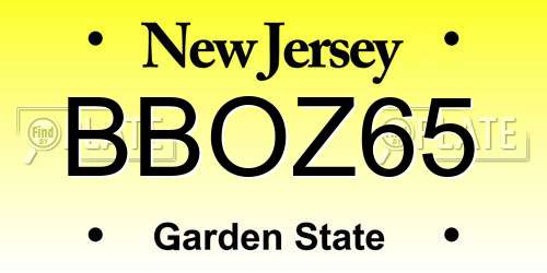 BBOZ65 New Jersey License Plate