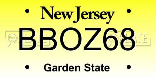 BBOZ68 New Jersey License Plate