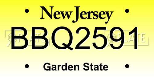 BBQ2591 New Jersey License Plate