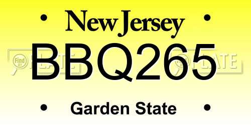 BBQ265 New Jersey License Plate