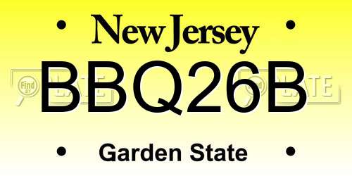 BBQ26B New Jersey License Plate