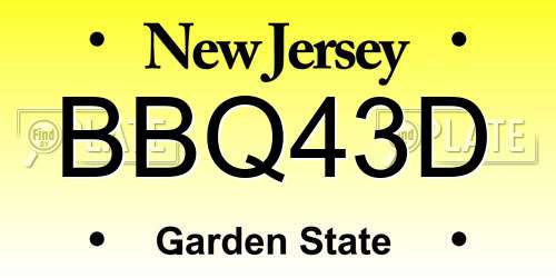 BBQ43D New Jersey License Plate