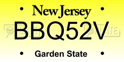 BBQ52V New Jersey License Plate