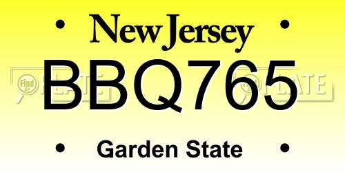 BBQ765 New Jersey License Plate