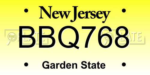 BBQ768 New Jersey License Plate