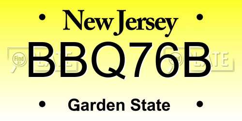 BBQ76B New Jersey License Plate