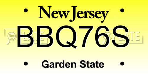 BBQ76S New Jersey License Plate