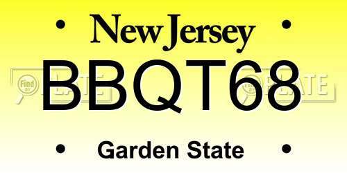 BBQT68 New Jersey License Plate