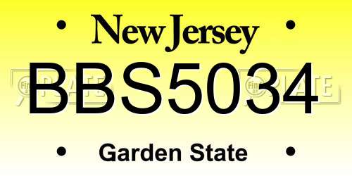 BBS5034 New Jersey License Plate