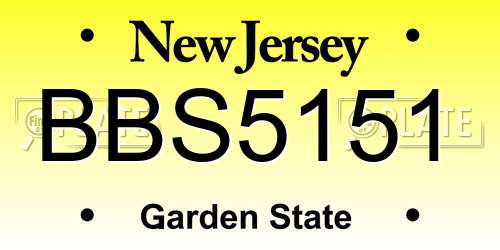 BBS5151 New Jersey License Plate