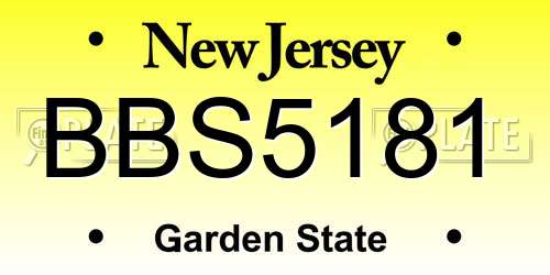 BBS5181 New Jersey License Plate