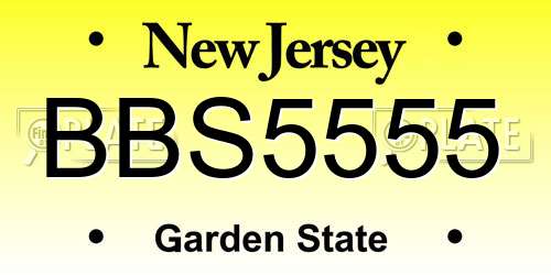 BBS5555 New Jersey License Plate