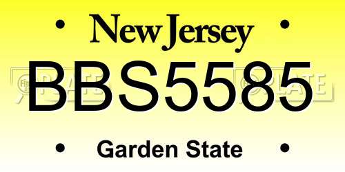 BBS5585 New Jersey License Plate