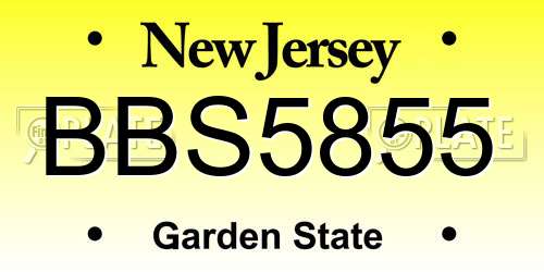 BBS5855 New Jersey License Plate