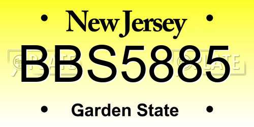 BBS5885 New Jersey License Plate