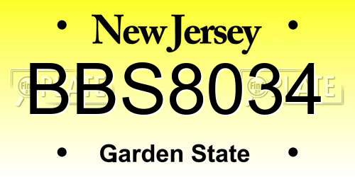 BBS8034 New Jersey License Plate