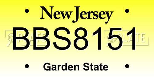 BBS8151 New Jersey License Plate
