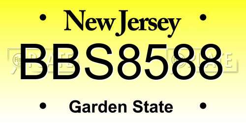 BBS8588 New Jersey License Plate