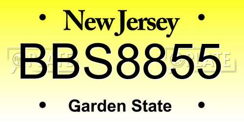 BBS8855 New Jersey License Plate