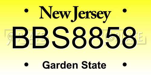 BBS8858 New Jersey License Plate