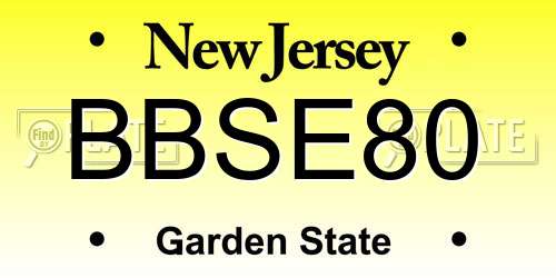 BBSE80 New Jersey License Plate