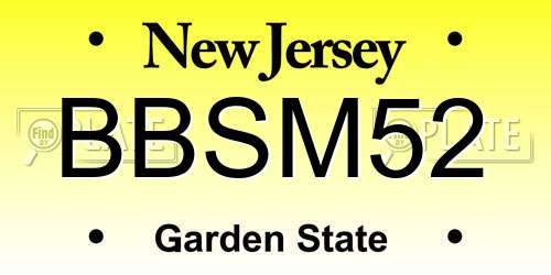 BBSM52 New Jersey License Plate