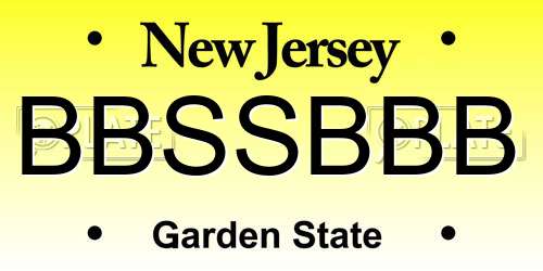 BBSSBBB New Jersey License Plate