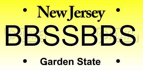 BBSSBBS New Jersey License Plate