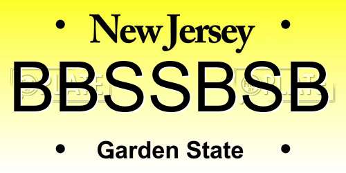 BBSSBSB New Jersey License Plate
