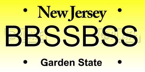 BBSSBSS New Jersey License Plate