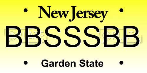 BBSSSBB New Jersey License Plate
