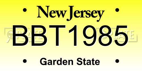 BBT1985 New Jersey License Plate
