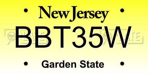 BBT35W New Jersey License Plate