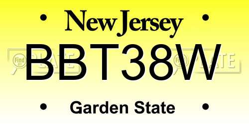 BBT38W New Jersey License Plate