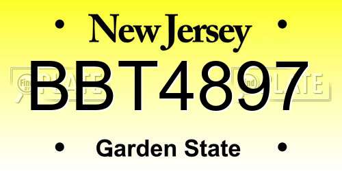 BBT4897 New Jersey License Plate
