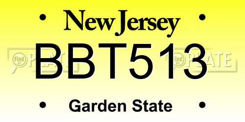 BBT513 New Jersey License Plate