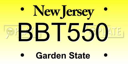BBT550 New Jersey License Plate