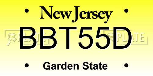 BBT55D New Jersey License Plate