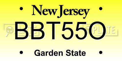 BBT55O New Jersey License Plate