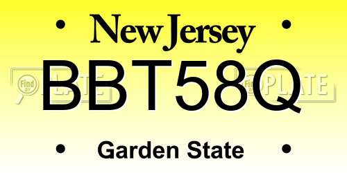BBT58Q New Jersey License Plate