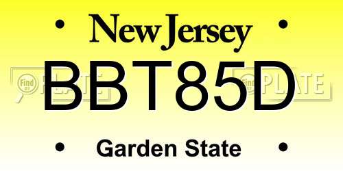 BBT85D New Jersey License Plate
