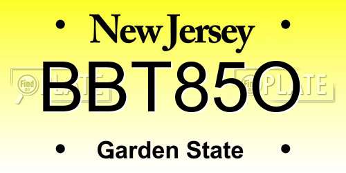 BBT85O New Jersey License Plate